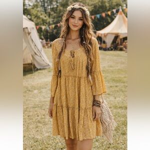 Yellow Floral Women's Dress